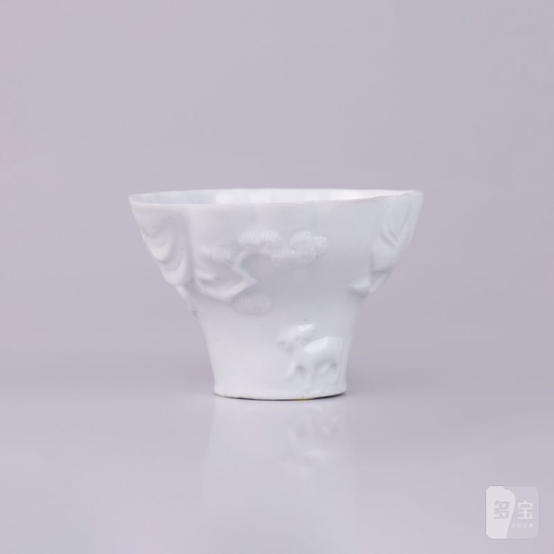 清晚期 德化贴塑龙虎杯 - 图2